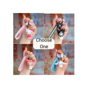 Hello Kitty Kuromi My Melody Cinnamaroll Wristlet Keychain Charm Choose 1 NWT